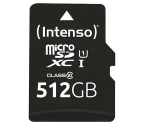 Intenso Premium microSDXC 512GB / Paměťová karta / UHS-I U1 / Class 10 / čtení: 90 MB/s / vč. SD adaptéru