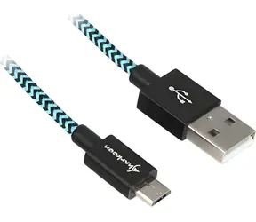 Sharkoon černá/modrá / USB kabel / USB-A - Micro USB / 2 m / Opletený hliník