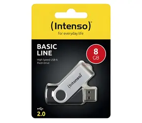 Intenso Basic Line 8GB černá, stříbrná / Flash disk / USB 2.0 / čtení 28 MB/s / zápis 6,5 MB/s