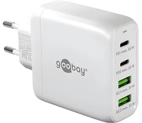 Goobay 64818 bílá / Nabíječka / GaN / 2x USB-C / 2x USB-A / PD / QC / 68 W