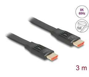 Delock černá / Plochý kabel HDMI / 48 Gbps / 8K 60 Hz / eARC / 3 m