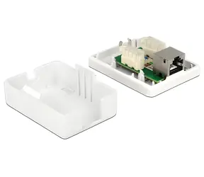 Delock Síťová zásuvka RJ45 Cat6 stíněná bílá / Zásuvka / Na omítku / 1x port