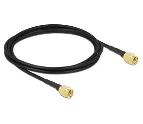 Delock SMA (M) - SMA (M) kabel černý / Anténní kabel / LMR100 / 2m / 50 Ohm / zlacené konektory