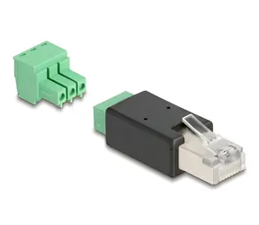 DeLock černá, zelená / Adaptér / RJ45 (M) na svorkovnici 3 pin / AWG 26/16 / plastové tělo
