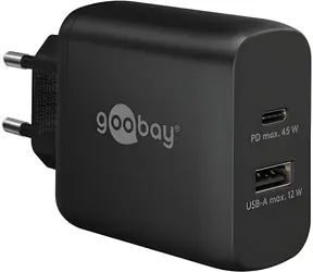 Goobay USB-C PD 45W černá / Nabíječka / GaN / 1x USB-C PD / 1x USB-A