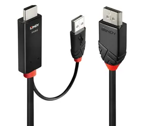Lindy 41500 černo-červená / Adaptérový kabel / HDMI - DisplayPort / 3 m / 4K 60 Hz