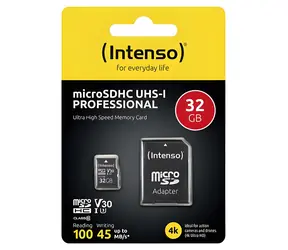 Intenso Professional 32GB / Paměťová karta microSDHC / Class 10 UHS-I / čtení až 90 MB/s