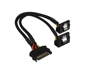 Sharkoon SATA Power černý / Napájecí rozbočovač / 1x SATA na 2x SATA / úhlový / 20 cm