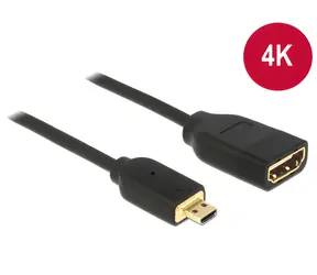 Delock černá / Adaptér micro HDMI - HDMI / High Speed s Ethernetem / 4K 60 Hz / 20 cm