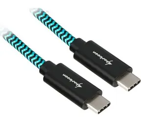 Sharkoon USB-A na USB-C černá/světle modrá / USB kabel / USB 3.2 Gen 2 / Opletený, hliníkový / 1 m