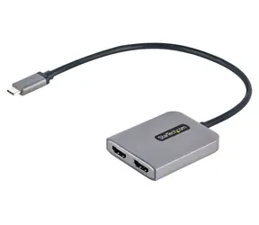 StarTech USB-C Dual HDMI MST Hub černá-šedá / Multi-monitor adaptér / 2x HDMI / 4K UHD / 7.1 audio