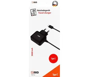 2GO 12W černá / Síťová nabíječka / USB-C / vč. kabelu USB-C 140 cm / 100-240 V