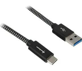 Sharkoon USB-A (M) - USB-C (M) 1 m černá/šedá / Kabel / USB 3.2 Gen 2 / 10 Gbps / Opletený hliníkový plášť