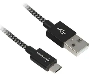 Sharkoon USB-A - Micro USB B černá/šedá / USB kabel / 2.0 / Opletený / Hliníkové konektory / 1 m