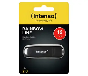 Intenso Rainbow Line 16GB černá / Flash Disk / USB 2.0 / čtení: 28 MB/s / zápis: 6,5 MB/s