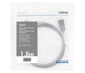 LogiLink USB-C - DisplayPort 1.8 m černá / Redukce / 4K / 60 Hz
