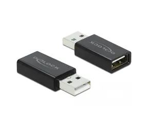 DeLock USB 2.0 A (M) - USB 2.0 A (F) černá / Datový blokátor / pouze nabíjení / výstupní proud 2000 mA