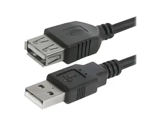 Logo USB A samec - samice 3 m černá / Prodlužovací kabel / USB 2.0 / 480 Mb/s