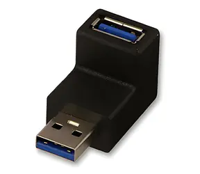 Lindy černá / Adaptér / USB-A (M) - USB-A (F) / 90° / USB 3.0