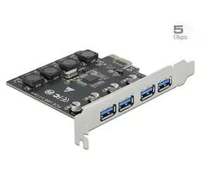 DeLock / Rozšiřující karta USB / PCIe x1 / 4x USB-A ext. / USB 3.2 Gen 1 (5 Gbit/s)