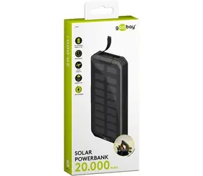 Goobay 53934 černá / Powerbanka / 20 000 mAh / solární panel / USB-C PD / QC 3.0