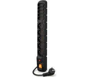 Acar S10 černá / Prodlužovací kabel s přepěťovou ochranou / 10 zásuvek / 5 m