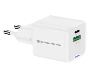 Conceptronic ALTHEA15W bílá / USB nabíjecí adaptér / 1x USB-A / 1x USB-C / 20 W / GaN