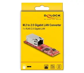 DeLock Adaptér M.2 Key B+M - RJ45 / Síťový adaptér / 2,5 Gigabit LAN / Intel i225V