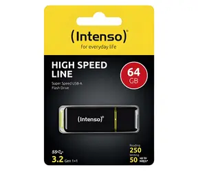 Intenso High Speed Line 64GB černá/žlutá / Flash disk / USB-A 3.2 Gen 1 / čtení: 250 MB/s / zápis: 50 MB/s