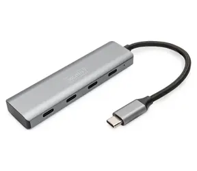 Digitus USB-C 4-Port stříbrná / USB hub / 4x USB-C 3.2 Gen 1 / hostitelský port USB-A