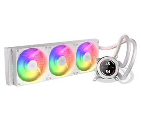 Krux HydroGlance 360 LCD bílá / Vodní chlazení CPU / 360 mm / ARGB / LCD displej / Intel + AMD
