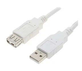 Logo bílá / Prodlužovací kabel USB 2.0 / USB-A samec - USB-A samice / 0,3 m