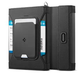 Spigen Universal Passport Holder černá / Pouzdro na doklady / MagSafe peněženka na 2 karty / RFID ochrana