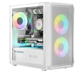 Logic Portos ARGB Mini bílá / PC skříň / micro-ATX / 1x USB 3.0 / 2x USB 2.0 / bez zdroje / průhledná bočnice