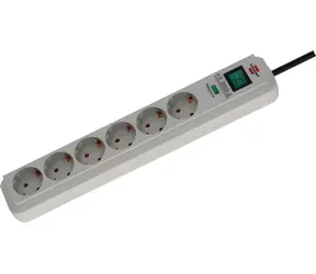 Brennenstuhl Eco-Line světle šedá / Přepěťová ochrana / 6 zásuvek / 1,5 m / 13 500 A