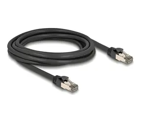 Delock 80242 černá / Síťový kabel / RJ-45 Cat.6a U/FTP / 3 m / vnitřní plášť z nerez oceli