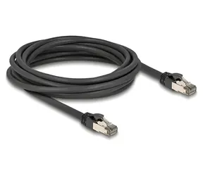 Delock RJ45 Cat.6A U/FTP černá / Síťový kabel / 5 m / nerezový vnitřní plášť / odolný proti vlhkosti a prachu