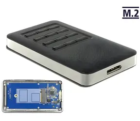 Delock šedá/černá / Externí box pro M.2 SSD / Key B 2242/2230 / USB 3.0 Micro-B / AES-256 šifrování