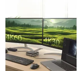 j5create USB-C Dual 4K Dock šedá / Dokovací stanice / 2x HDMI / GaN adaptér 140W / PD3.1 / LAN