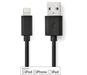 Nedis 1 m černá / Datový kabel / USB-A (M) - Lightning (M) / USB 2.0 / 480 Mbps