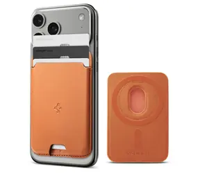 Spigen Valentinus metalická oranžová / Držák na karty / MagSafe / 3 karty