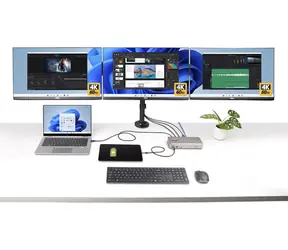 StarTech Triple-Monitor USB4 Dock šedá / Dokovací stanice / 3x HDMI / 3x DisplayPort / 100W PD / RJ-45 / 144Hz