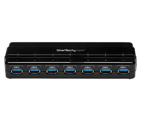 StarTech USB 3.0 Hub 7 Port / Rozbočovač / 7x USB-A / napájecí adaptér / černá
