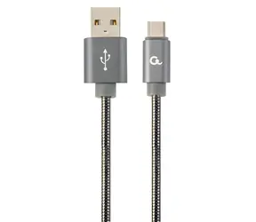 Gembird Cablexpert šedá / Kabel / USB 2.0 A (M) - USB-C (M) / metalická spirála / 1 m
