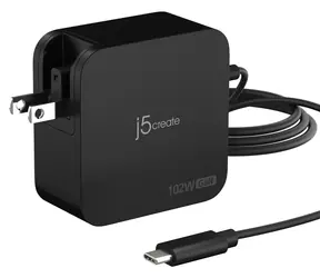 J5Create GaN 102W černá / Nabíjecí adaptér / 2x USB-C / PD / vyměnitelné vidlice