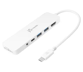 J5Create USB-C Multi-Port Hub bílá / USB-C hub / HDMI / čtečka karet / Power Delivery