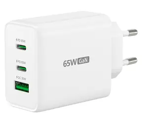 J5Create 65W GaN USB-C bílá / Síťová nabíječka / 3 porty / Power Delivery