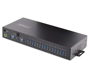 StarTech USB hub 16 portů černá / Industriální USB hub / USB 3.2 Gen 2 Type-A / 12-24 V DC / Kovové provedení