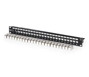 Digitus černý / Patch panel / 19" / 24x RJ45 / Cat6a / stíněný / 1U