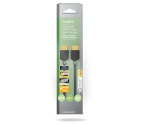 Nedis antracitová / Kabel HDMI / High Speed Ethernet / ARC / 4K 60 Hz / 18 Gbps / 0,5 m / Kulatý